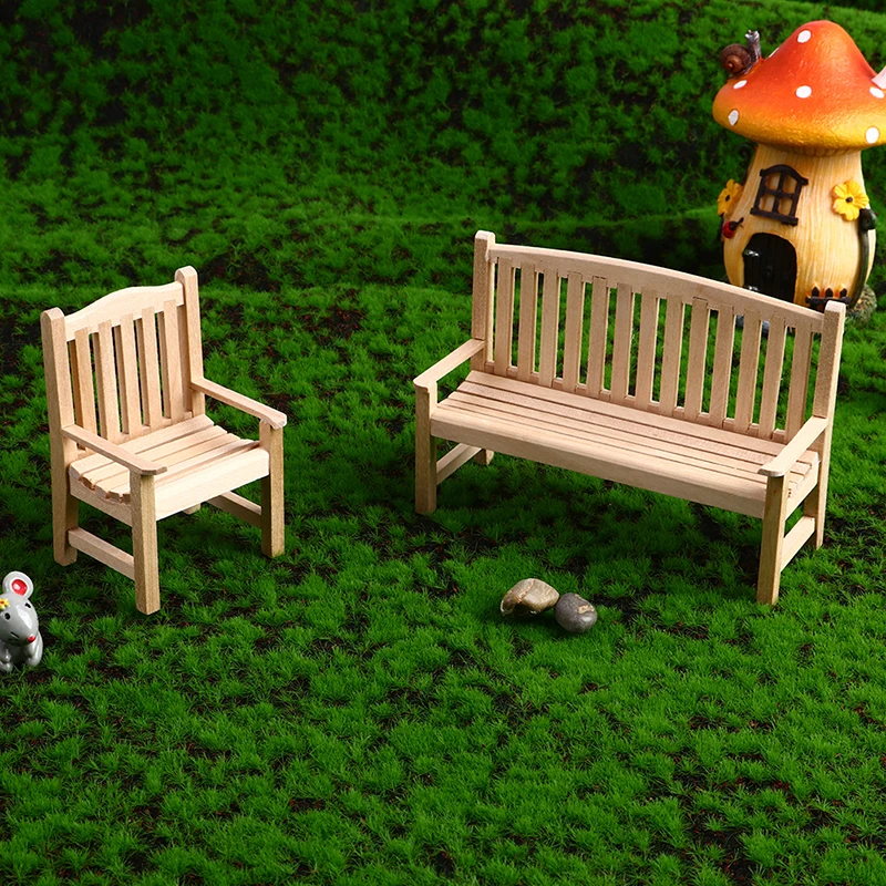 1:12 Куклена Къща Миниатюрни Мебели Мини Дървена Градинска Пейка От Стол На Стол Градински Стол Модел Детски Играчки За Ролеви Игри Детска Играчка