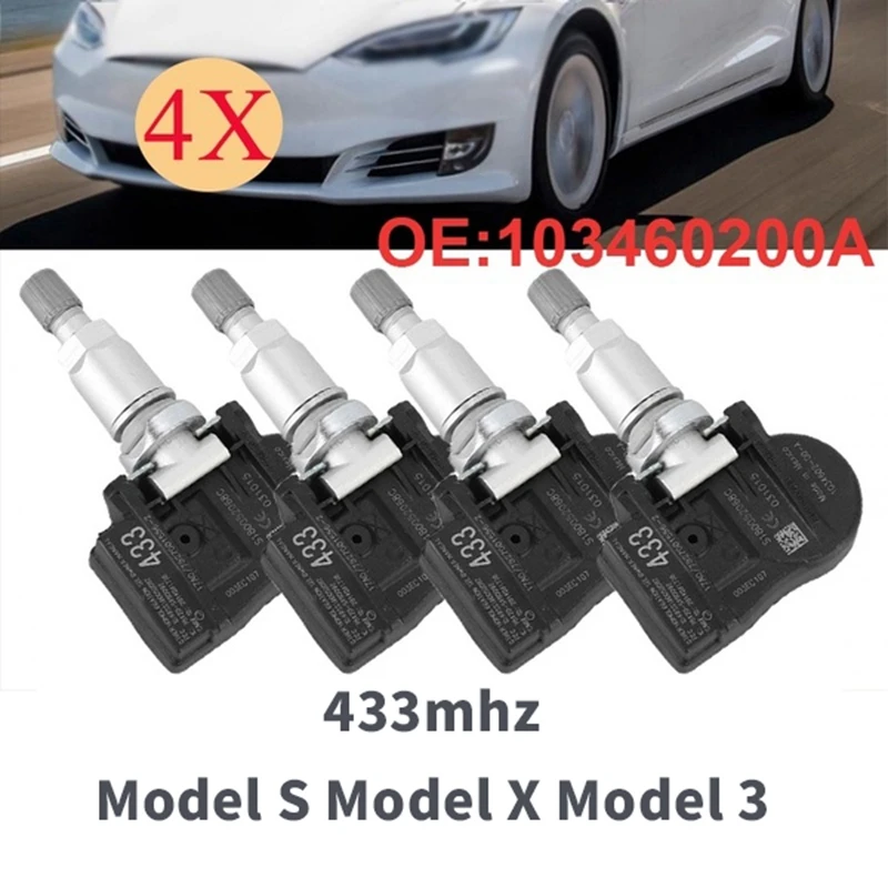 1 Комплект от 4 сензорите за налягане в гумите TPMS 433 Mhz за Tesla, Модел S Модел X Модел 3 1034602-00-A 103460200A