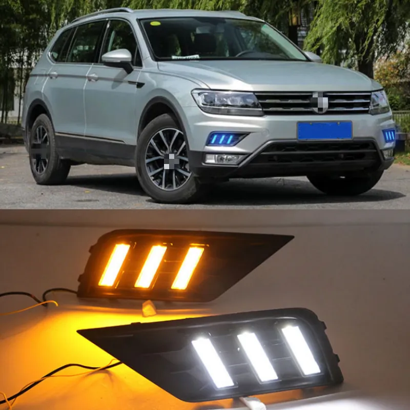 1 чифт фарове за Volkswagen VW Tiguan 2017 2018 2019 DRL Дневни Ходова Светлина с Жълт сигнал на завоя противотуманная на прожекторите