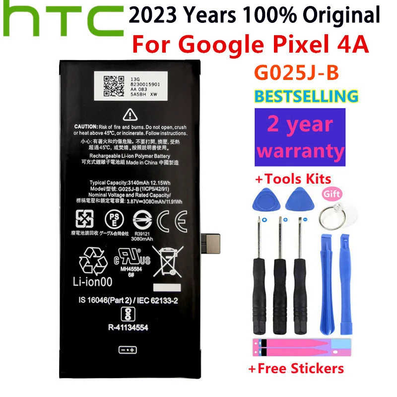 100% Оригинална работа на смени батерията G025J-B За Google Pixel 4A Pixel4A Батерии за телефони Bateria 