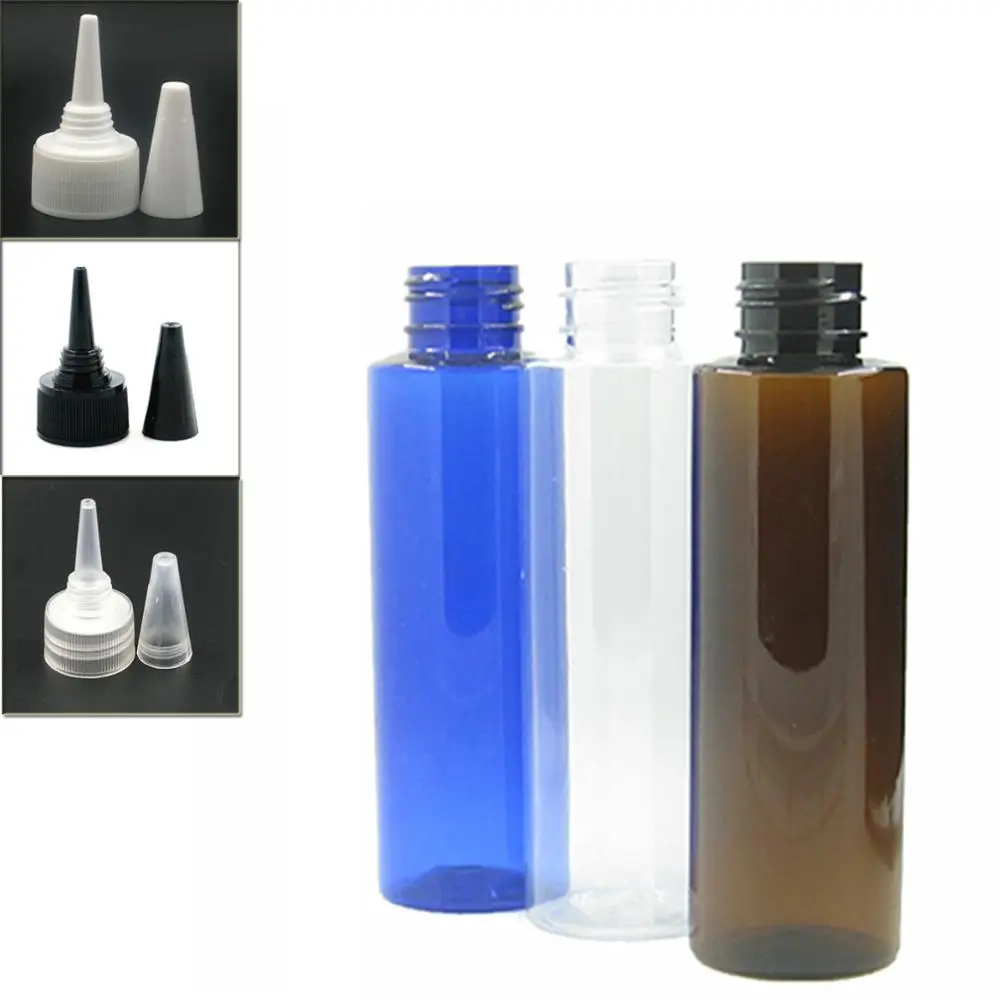 100 мл празен прозрачен/ blue/ amber Цилиндър Пластмасови Бутилки PET бутилка с прозрачна/бяла/ черна обрат-отворена дозирующей капак x5