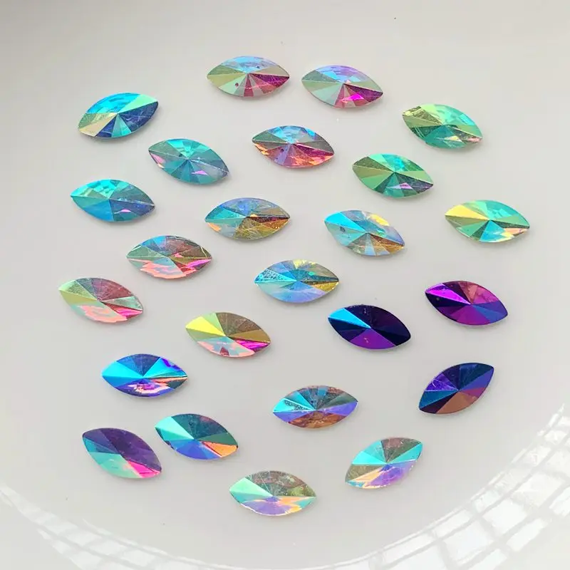 100ШТ 5*10 ММ Акрил плоски задни Планински Кристал AB конски очите диамант кристал crystal бижута камък 3D декорация на нокти DIY аксесоари