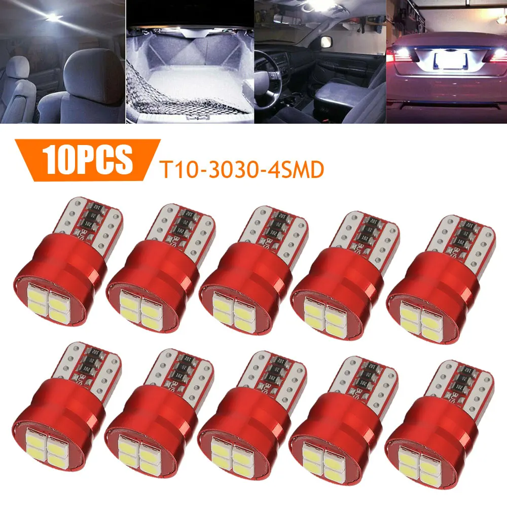 10ШТ T10 Бяла LED Лампа Регистрационен номер вътрешността на Колата Bulbs168 2825 194 W5W Автоаксесоари