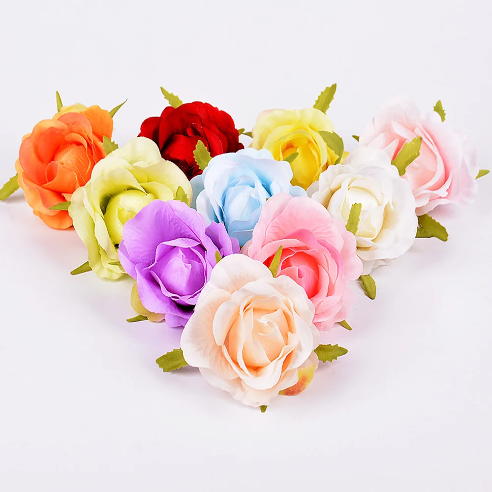 10шт 7 см. Розата е Изкуствена Коприна Цветни Глави направи си САМ Сватбена Украса на Дома Парти Декор Занаят Изкуствени Цветя Цветя с Ръчно изработени