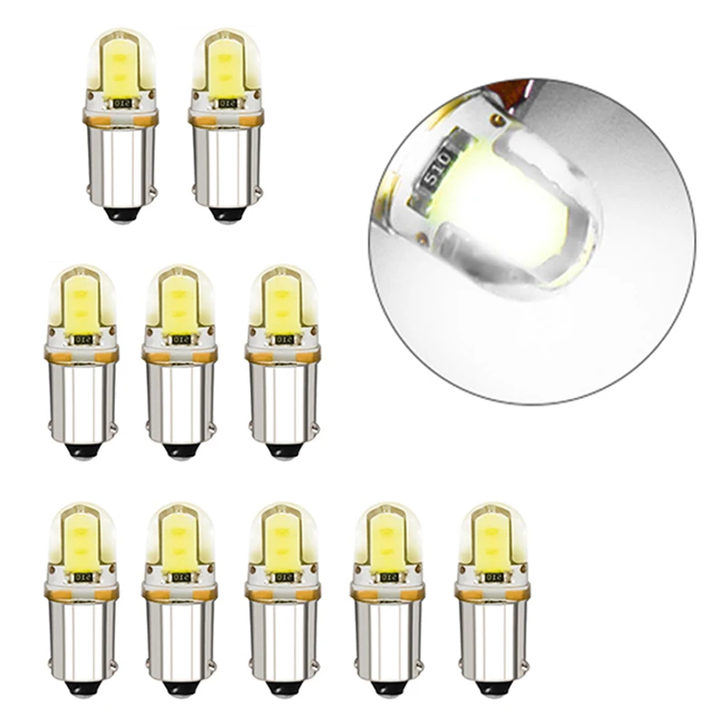 10шт BA9S COB 4SMD T10 LED Автомобилни Led W5W Страничната V Вътрешна Лампа Сигнална Лампа Регистрационен номер Куполна Лампа