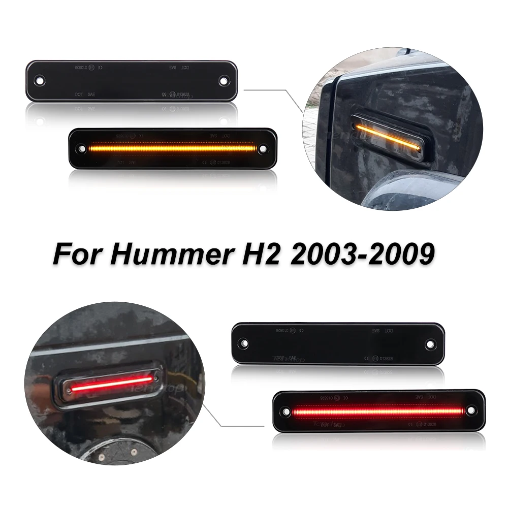 12V Led Странични Габаритни Светлини, Предните и Задните Дымчатые Лещи Индикатор Лампа Осветление за Hummer H2 2003-2009 Мигащ Led Указател на Завоя