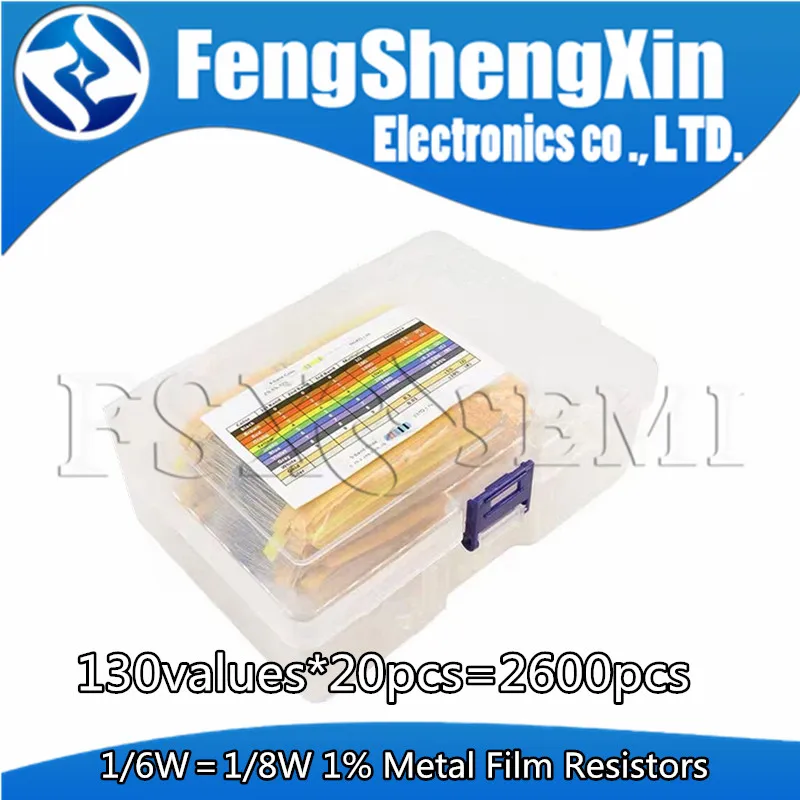 130 стойности X20 бр = 2600 бр 1/6 W ≈ 1/8 0,125 W W 1% метални Филм резистори Асорти Комплект Комплект Резистори Асортимент от комплекти