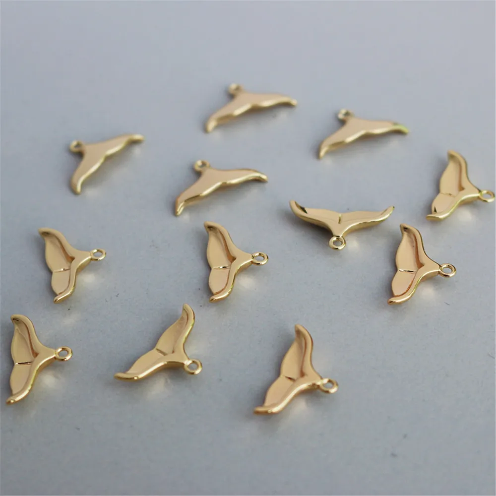 14к златни цветни аксесоари гланц прости модели на рибя опашка малък медальон 8*14 мм чар направи си сам бижута материали