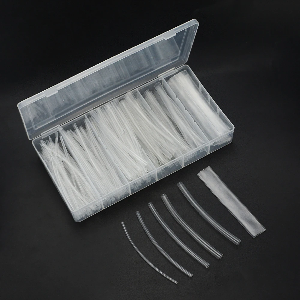 150 бр./кор. 100 мм 2: 1 Свиване Тръба Polyolefin Прозрачна Тръба Sleeving Wrap САМ Kit