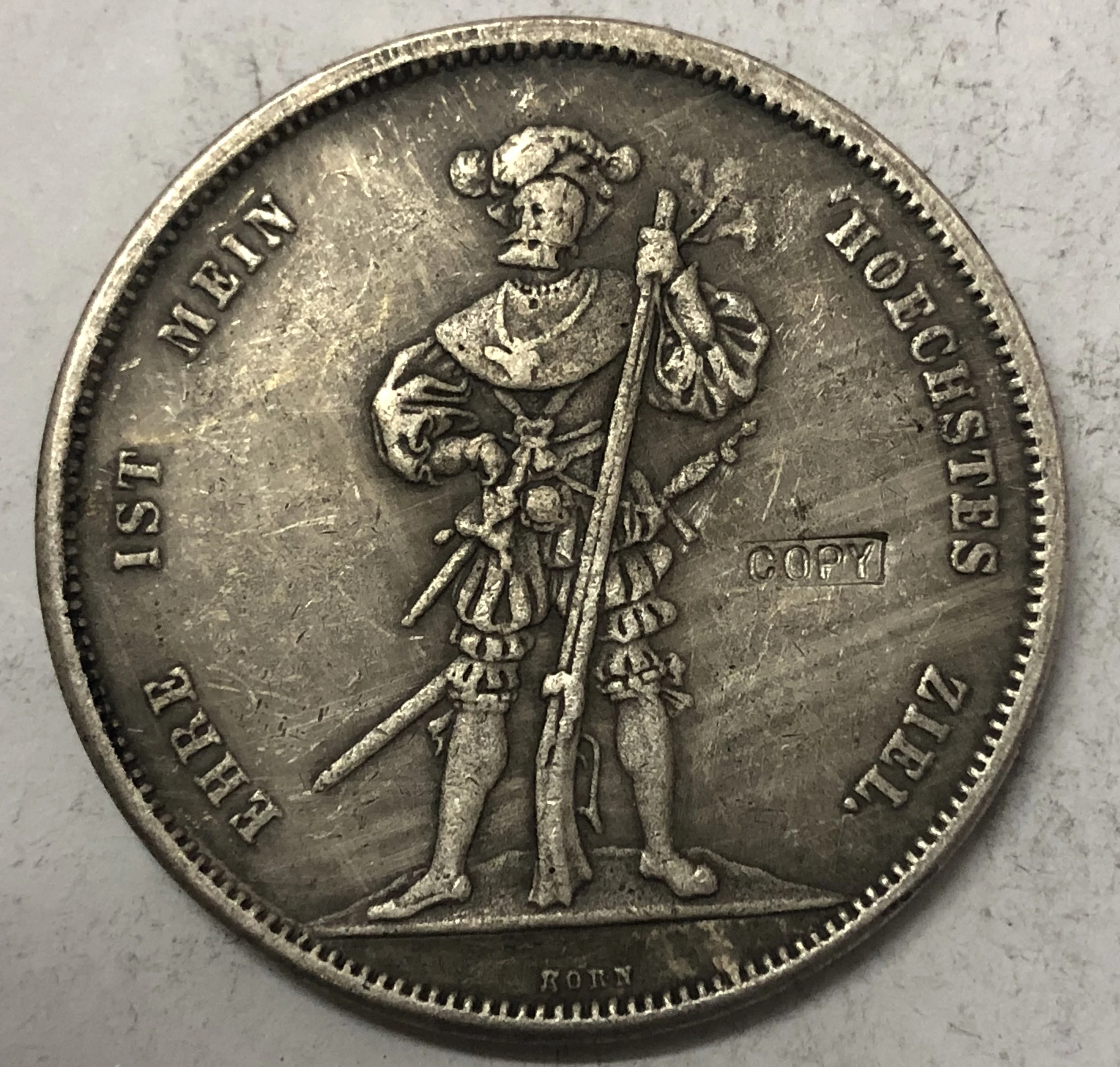 1857 Швейцария 5 франка Дунавски фестивал КОПИЕ сребърно покритие монета