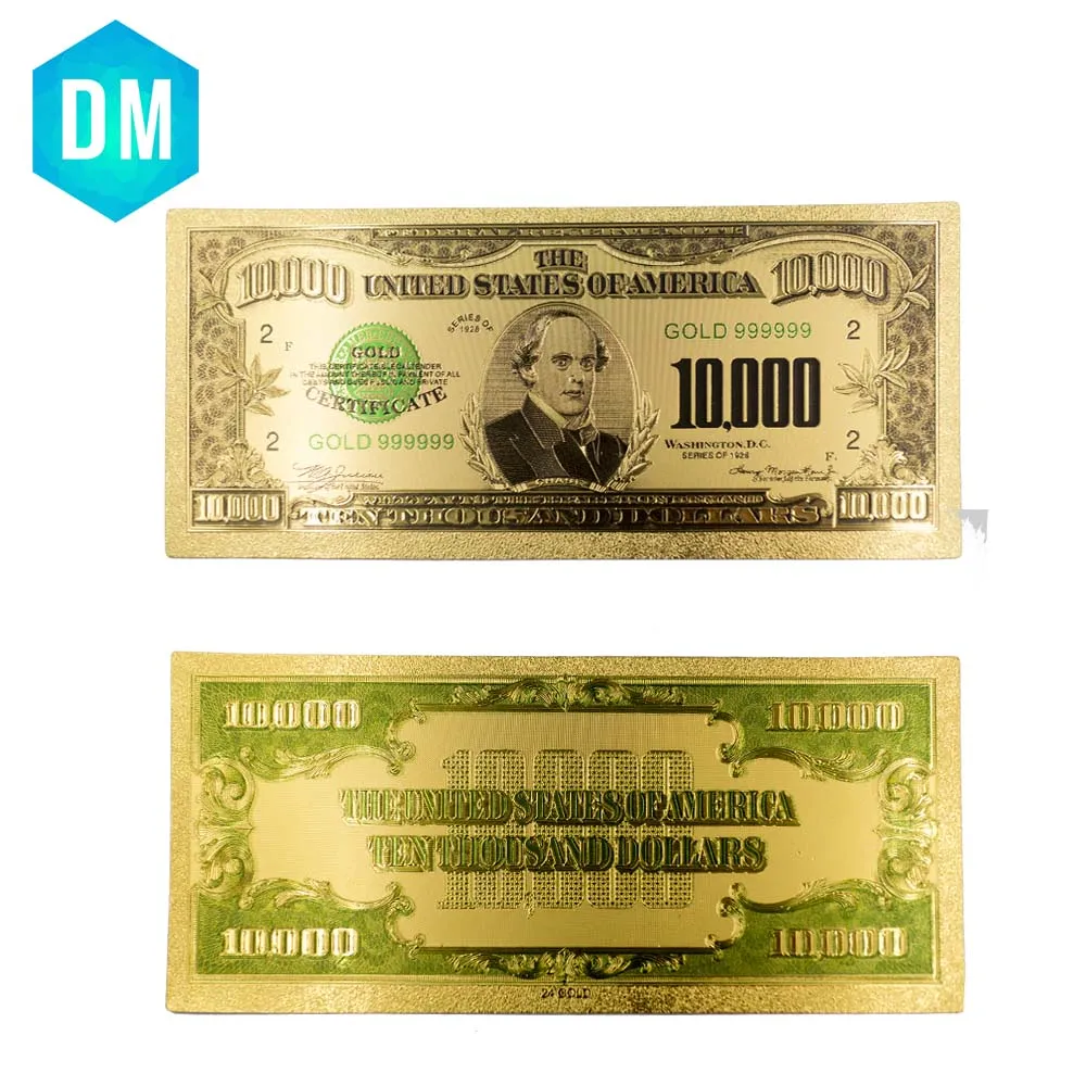 1918 година 10 000 Щатски долара на САЩ Златна Фолио Колоритен Дизайн Двойна Америка Банкноти Златна Фолио, Покрити с Банкноти /банкноти Colletion