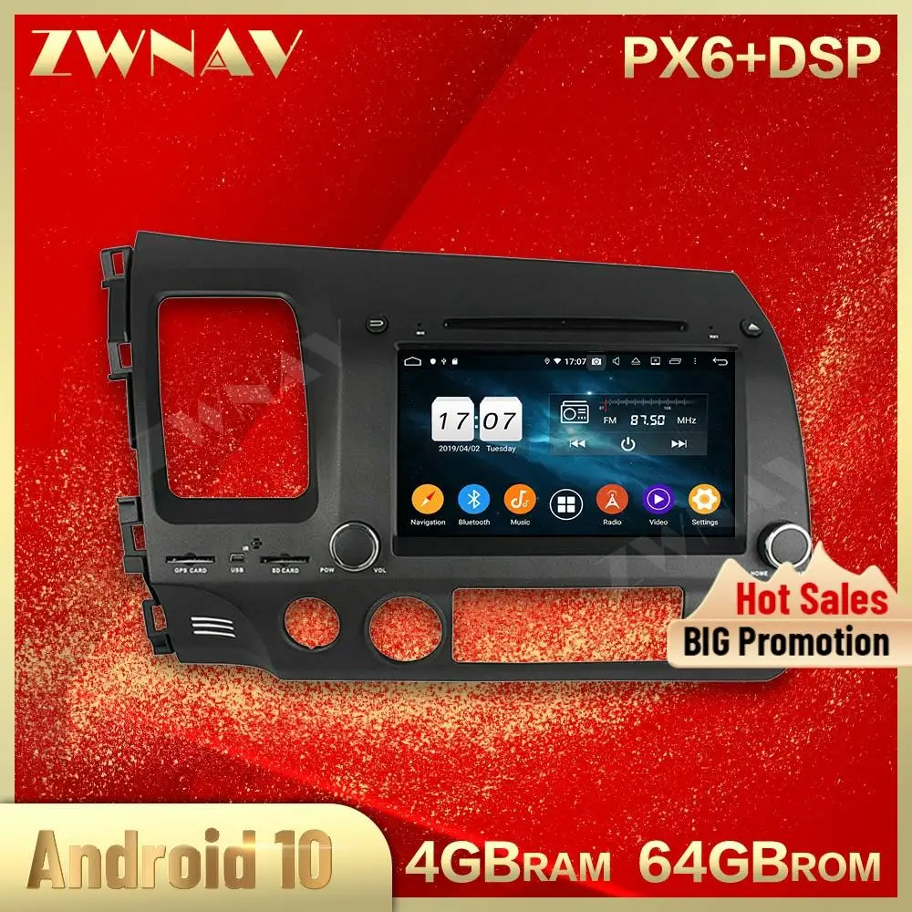2 din Android 10,0 екран Автомобилен Мултимедиен плеър За Honda Civic 2006-2011 аудио стерео радио, wifi, GPS navi главното устройство авто стерео