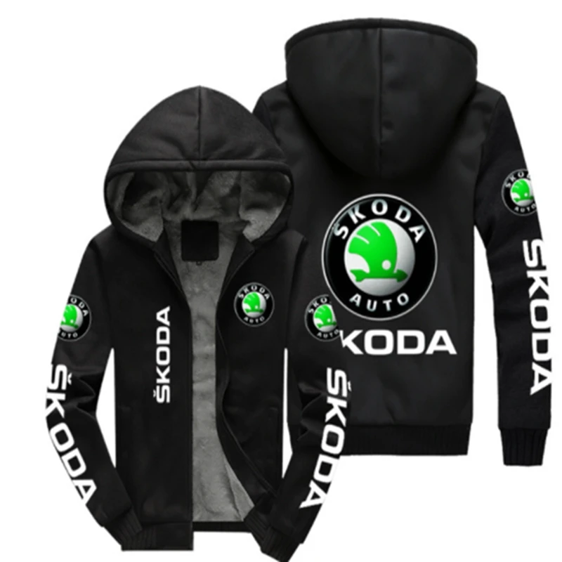 2022 Ново мъжко яке с изображение на логото на автомобила Skoda за палта, зимни ежедневни hoody с цип, модни дрехи
