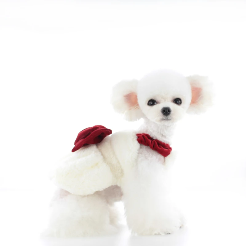 2022 Рокля За Домашни Любимци, с Голям Нос, Червено Коледно парти за малки Кученца, Кавайная Облекло за Малки Кучета, Зимно Топло Облекло за Кучета, Коледна Дрехи за Кучета