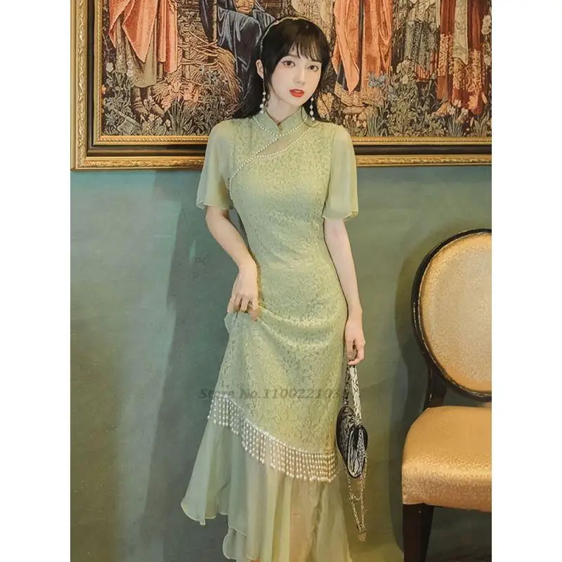 2022 китайското хубава рокля чонсам елегантна рокля vestidso винтажное булчинската рокля на булката ципао вечерна рокля източното рокля чонсам
