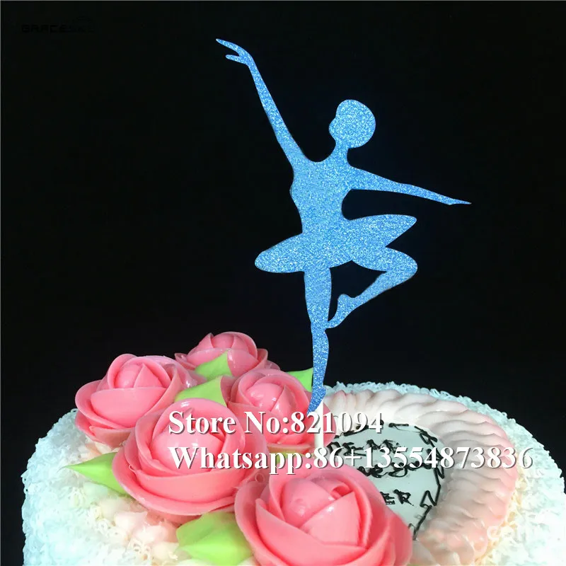 20pcs безплатна доставка Лъскава хартия балерина Рожден Ден Торта Топперы Детски Рожден Ден Сувенири Персонализирани Украса на Тортата
