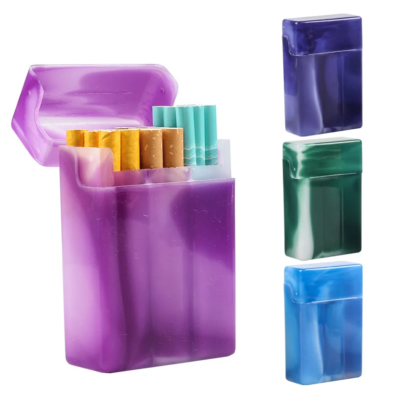 3 Отделения Пластмасов Портсигар Кутия За Преносим Многоцветен Топ Флип Запалка Кутия За Съхранение На Притежател На Инструменти За Пушачи Случаен Цвят