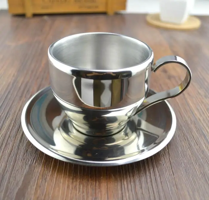 304 двупластова чашата за кафе от неръждаема стомана, комплект цветни чаени чаши, чаша за еспресо, чаши за кафе