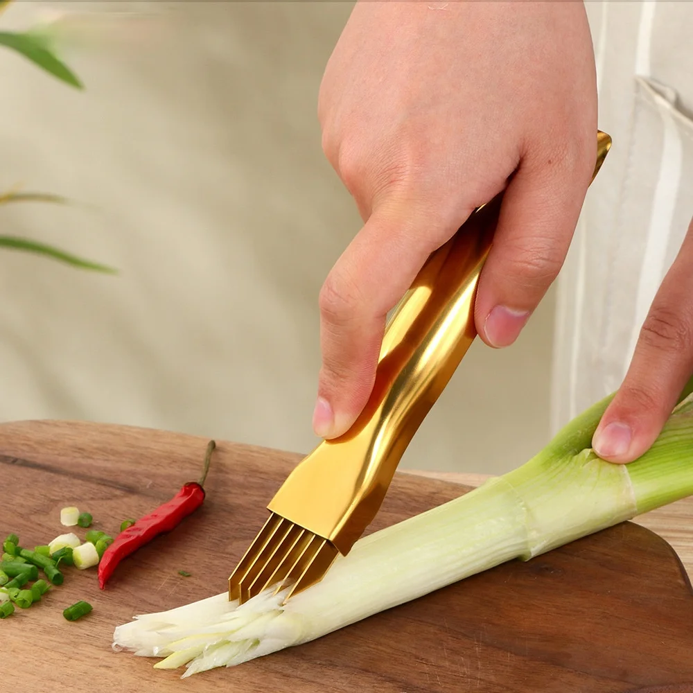 304 неръждаема стомана лук нож творчески измельчающий притурка нарязан зелен лук стъргало с кухненски нож лук