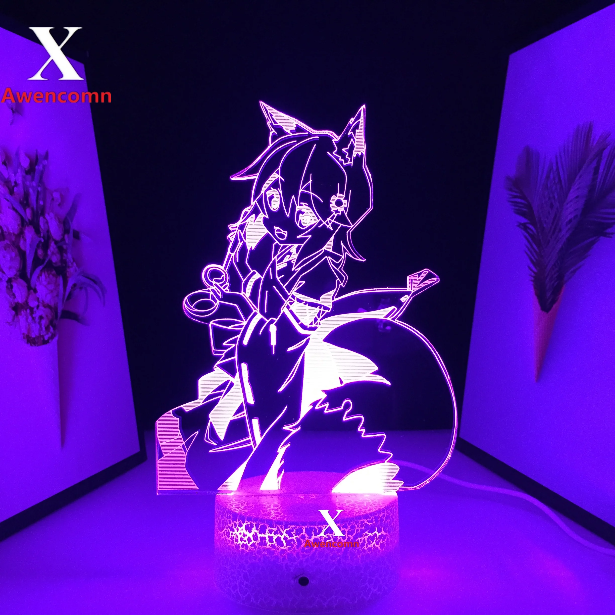 3D led лампа С Фигура на Добрия Лисица Сенко Сан, нощна светлина, което променя Цвета си, Usb Батерия, Настолна Лампа за Момичета, Интериор за Спални, Лампа