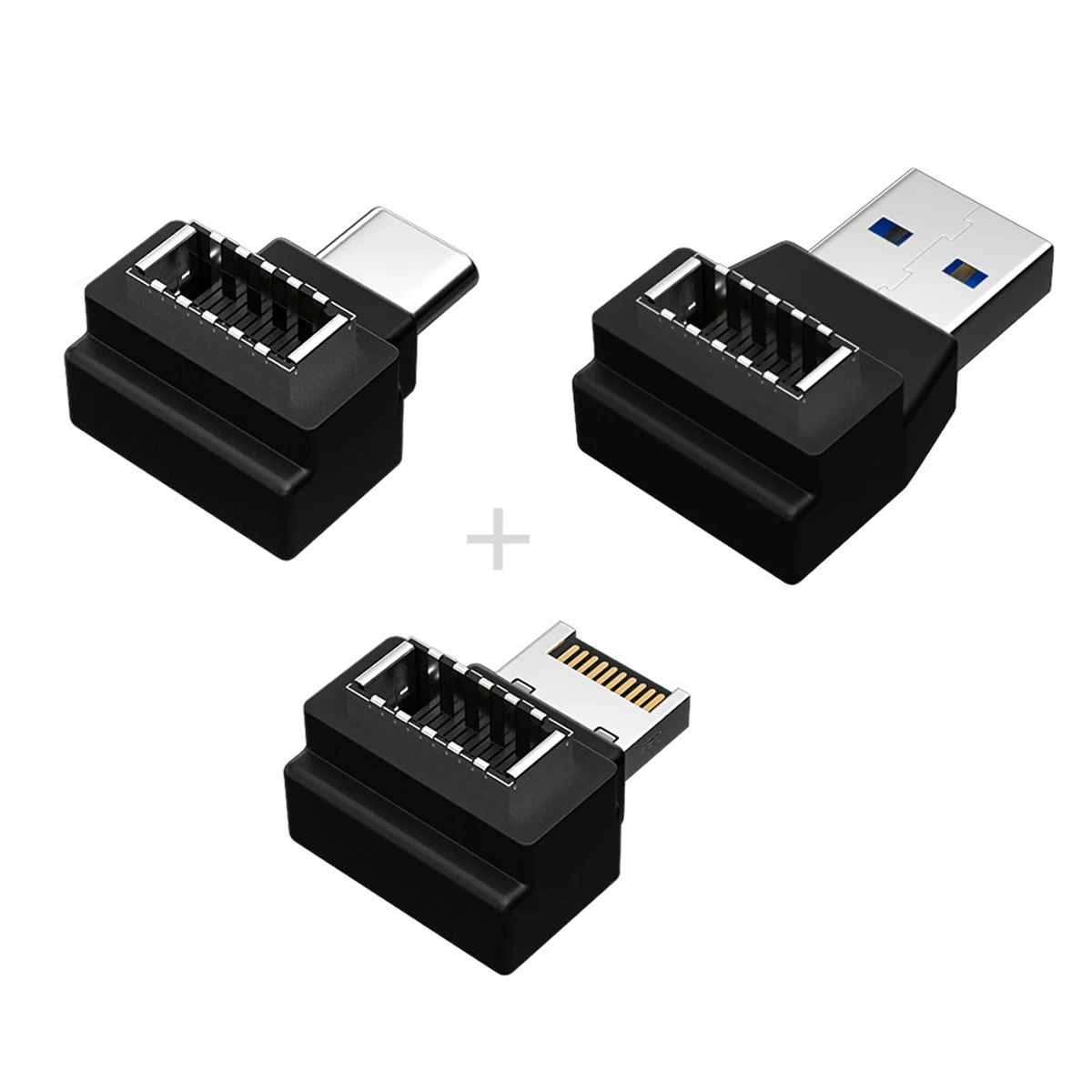 3шт USB 3.1 Заглавието на предния панел Женски Type-E мъжки адаптер Type-A и Type-C.