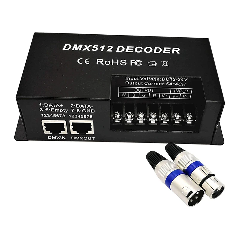 4-Канален DMX Декодер RGBW PWM DMX512 Регулатори на Водача RGBW Led Лента Контролер на Светлината Вход В 12-24 vdc