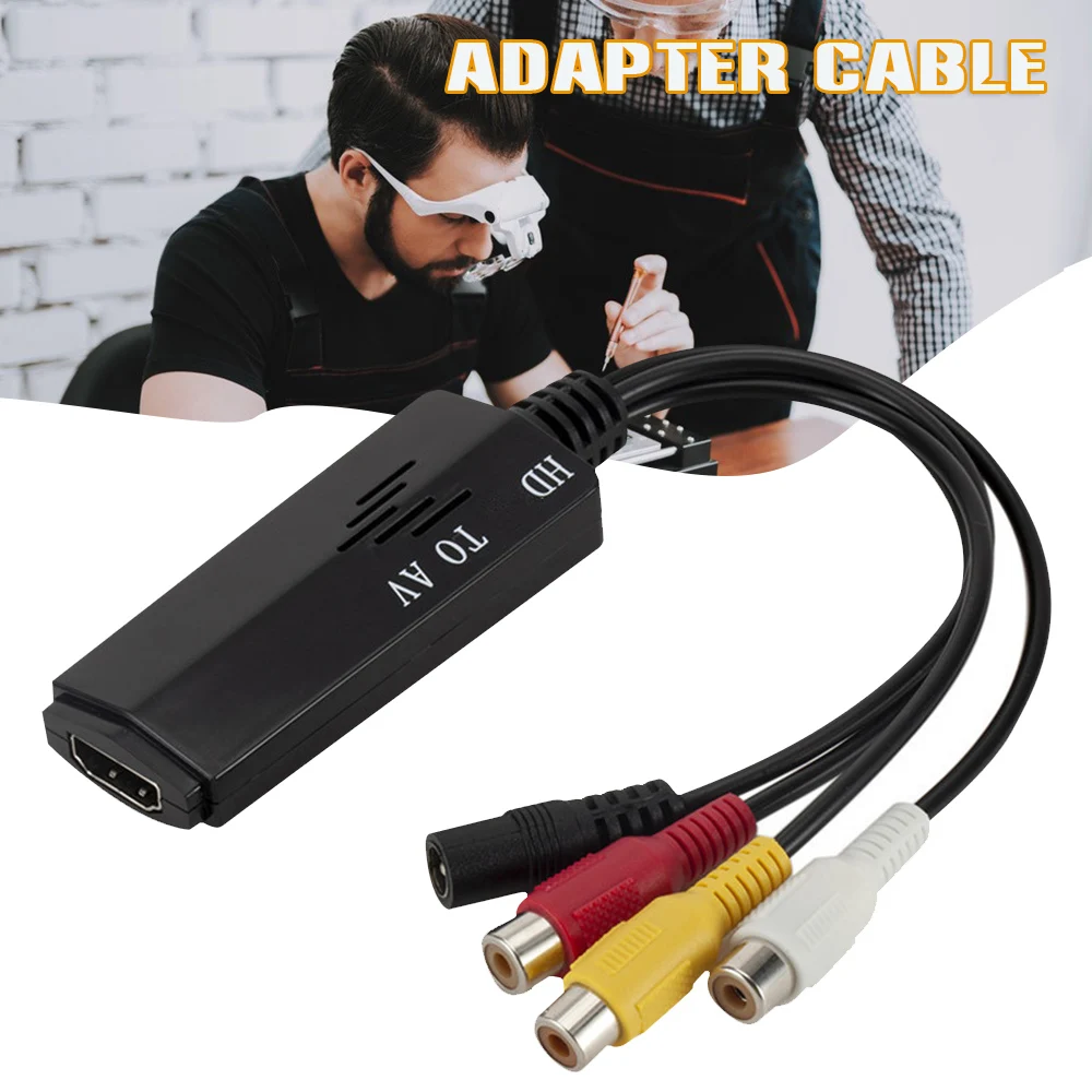 4-в-1 Аудио Видео Кабел AV RCA Адаптер Converter е Съвместим с HDMI Видео Конвертерами Гъвкав Кратък тел 17 см TS1
