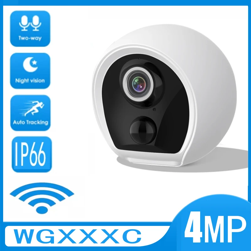 4MP Wifi Камера за Наблюдение Pir Откриване на Човек Двустранно Гласова Помещение, Локално и Дистанционно Видеонаблюдение Водоустойчива IP66 IP Камера