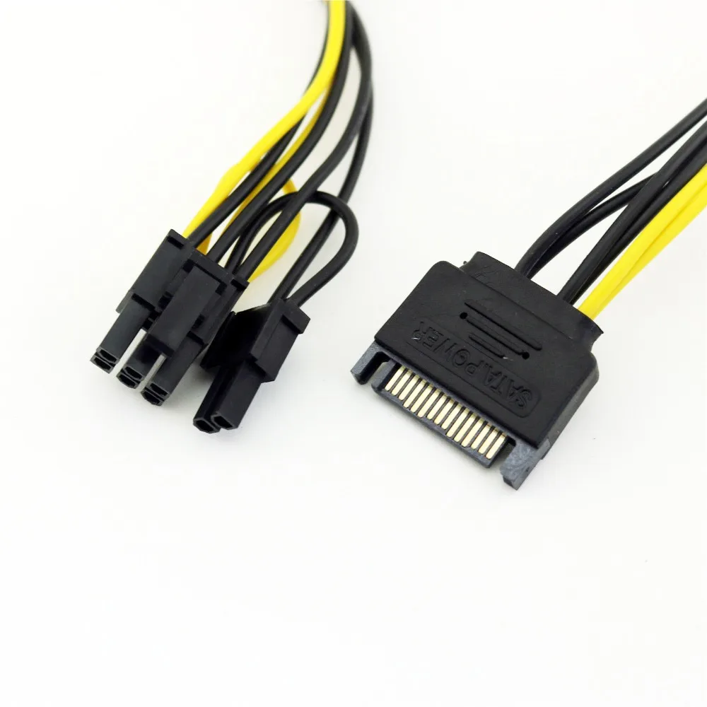 5 бр. Конектор SATA 15 Пин за PCI-E Express 6 + 2 Pin 8 Pin Женски Видео Адаптер за Захранване Кабел 20 см