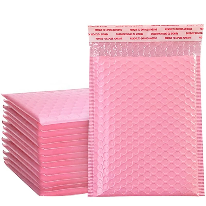 50ШТ Светло Розово Поли Балон Пощенска Кутия Мек Пакет само уплътняващи Пощенска Чанта Балон Плик Плик