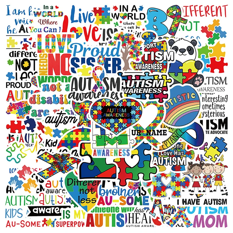 50шт Карикатура Етикети С Аутизъм Информираност за Аутизма Стикер На Велосипед Графити Стикер