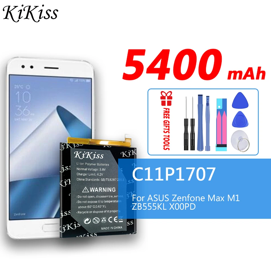 5400 mah kikiss батерия C11P1707 телефон батерия за Asus Zenfone Max M1 ZB555KL X00PD
