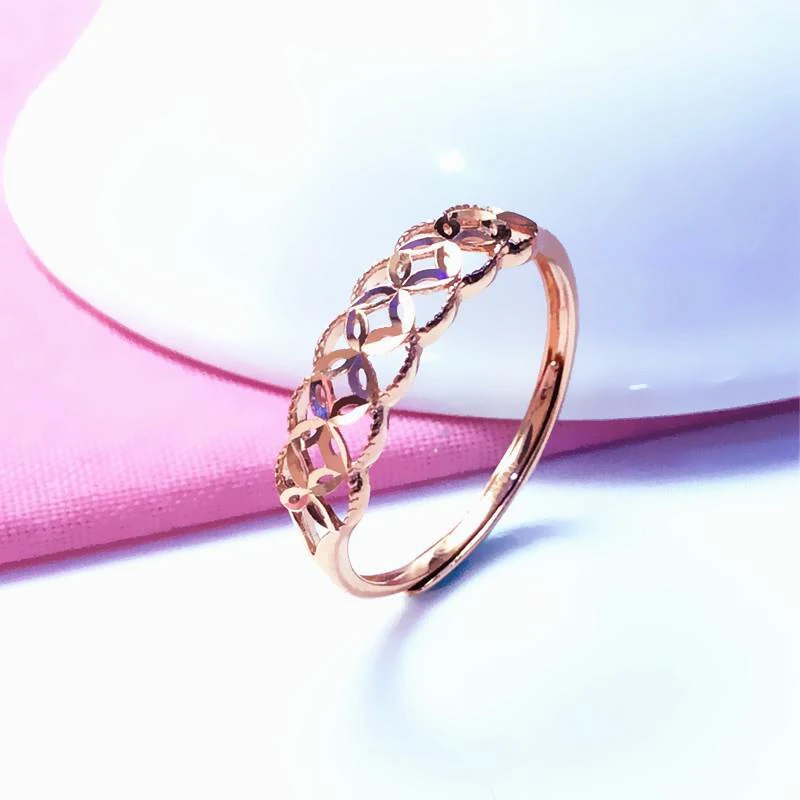 585 лилава злато 14К розово злато геометрична форма, блестящи пръстени за жени триизмерно изработка на леки луксозни бижута
