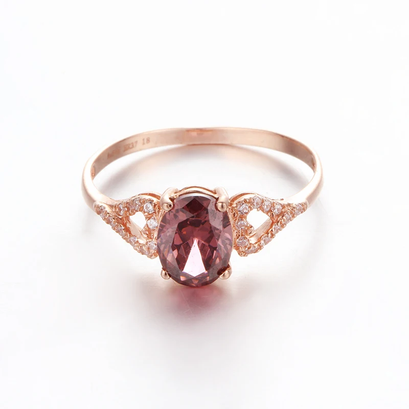 585 лилаво, златно покритие 14 До розово злато, инкрустирани с овална форма crystal ruby годежни пръстени за двойки елегантен лек луксозни бижута подарък