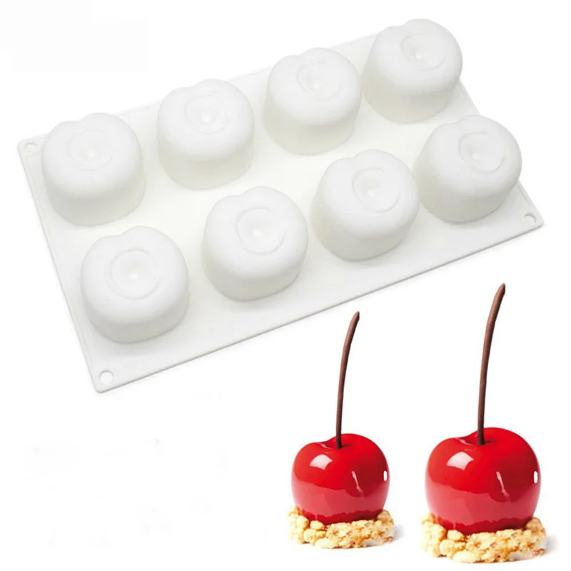 8 Кухини Ябълка Форма на 3D Силиконови Форми за Торта с Мус от Сладкарски Инструменти За Печене в Силиконови Форми за Печене