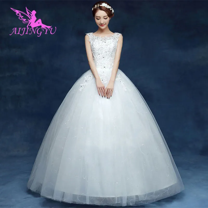AIJINGYU 2021 принцеса Индивидуално ново хит на продажбите на евтини бална рокля дантела отзад и вечерни тоалети на булката сватбена рокля WU129