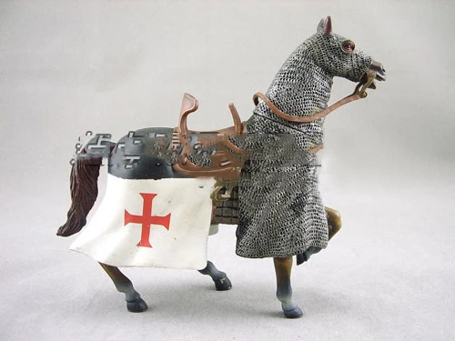 BBI 1:18 Средновековни Рицари Кръстоносците Болница Рицари Кольчуга Кон Модел на Животното 12,5 см за Събиране на