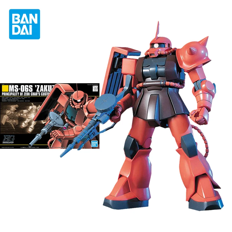 Bandai Оригинален Комплект Модели Gundam Аниме Фигурка HGUC 1/144 MS-06S ZAKU II Фигурки Сбирка Украса Играчки, Подаръци за Деца