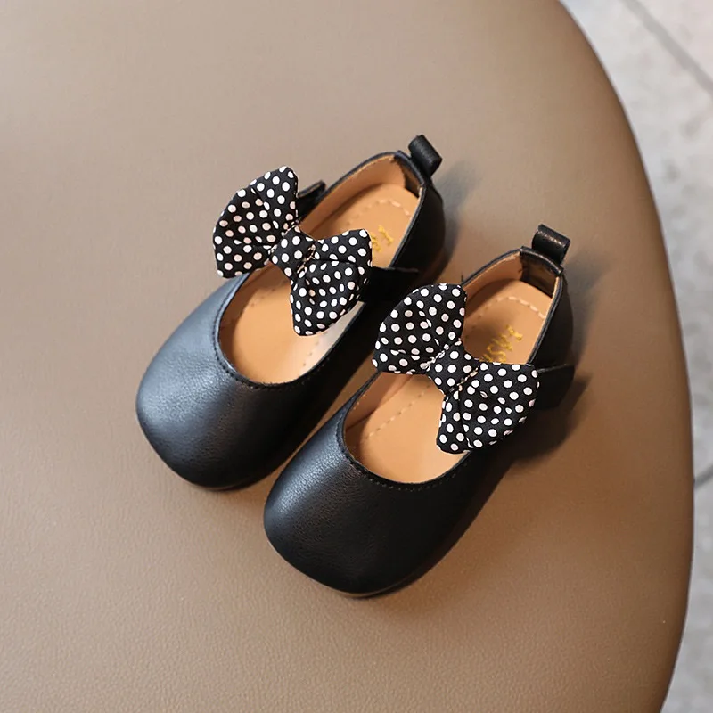Baywell/Пролет-есен Нова Кожена обувки За момичета; Обувки Принцеса с мека подметка и лък; Тенденция на детски обувки в Корейски стил