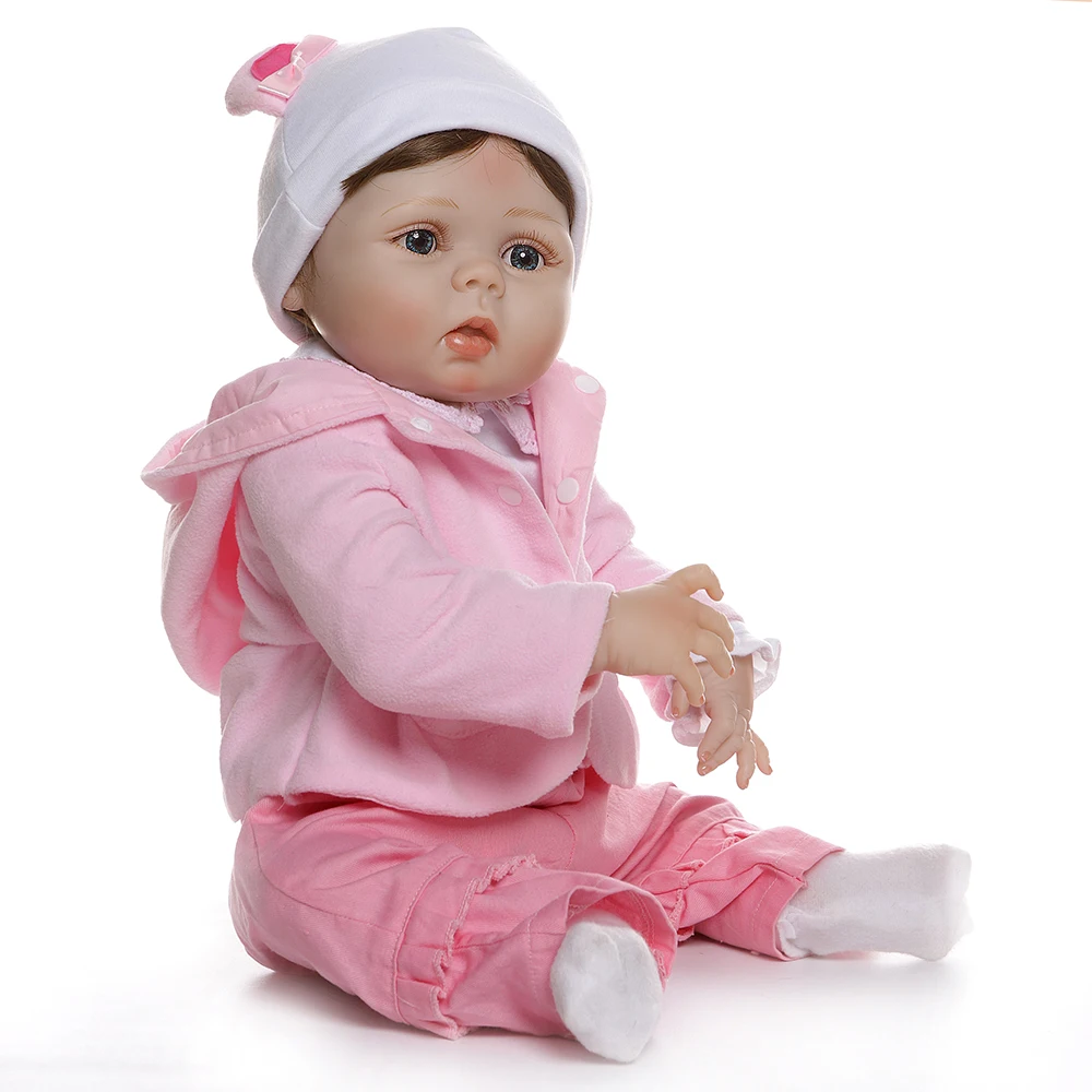 Bebe 56 СМ възстановената кукла за най-малките момичета, пълно тяло, мек силикон, 0-3 м, истински детски размер на куклата bebe, възстановената играчка за баня, Анатомично Правилна