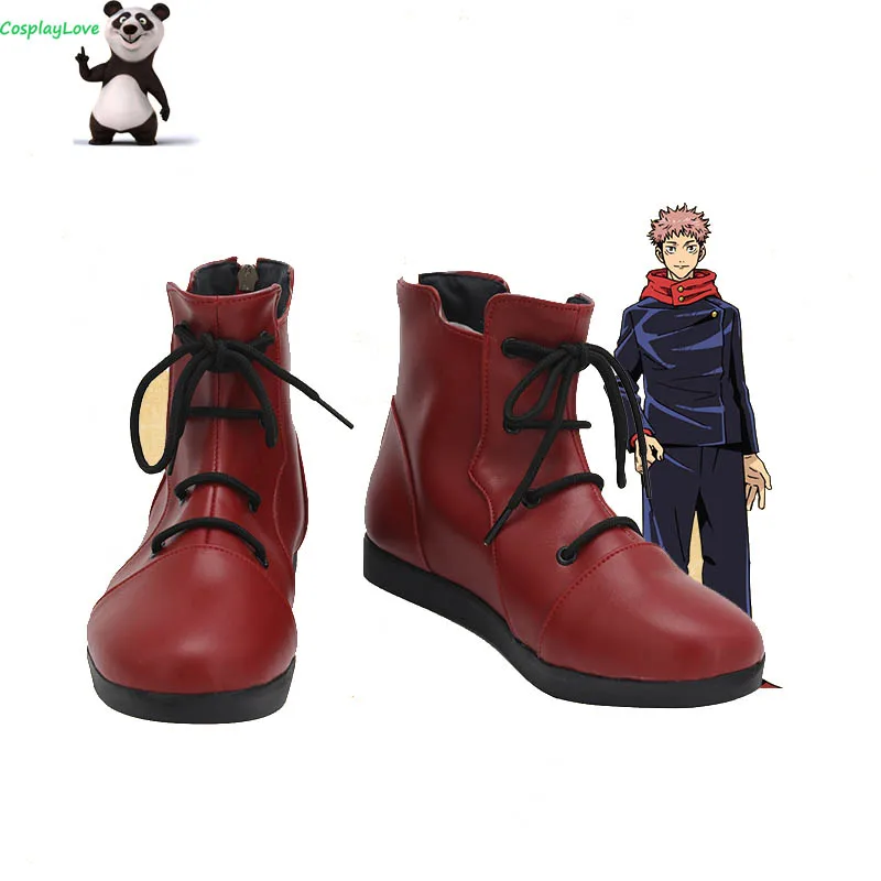 CosplayLove Джиу-Джицу Кайсен Магически Битка Yuji Итадори Червена Обувки За Cosplay, Дълги Кожени Обувки По Поръчка За Момчета Мъжки