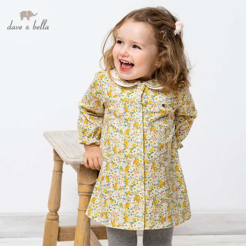 DB16711-2 дейв bella/ пролетта сладка рокля с флорални принтом за малки момичета, модерно детско премяна, детски дрехи в стил лолита