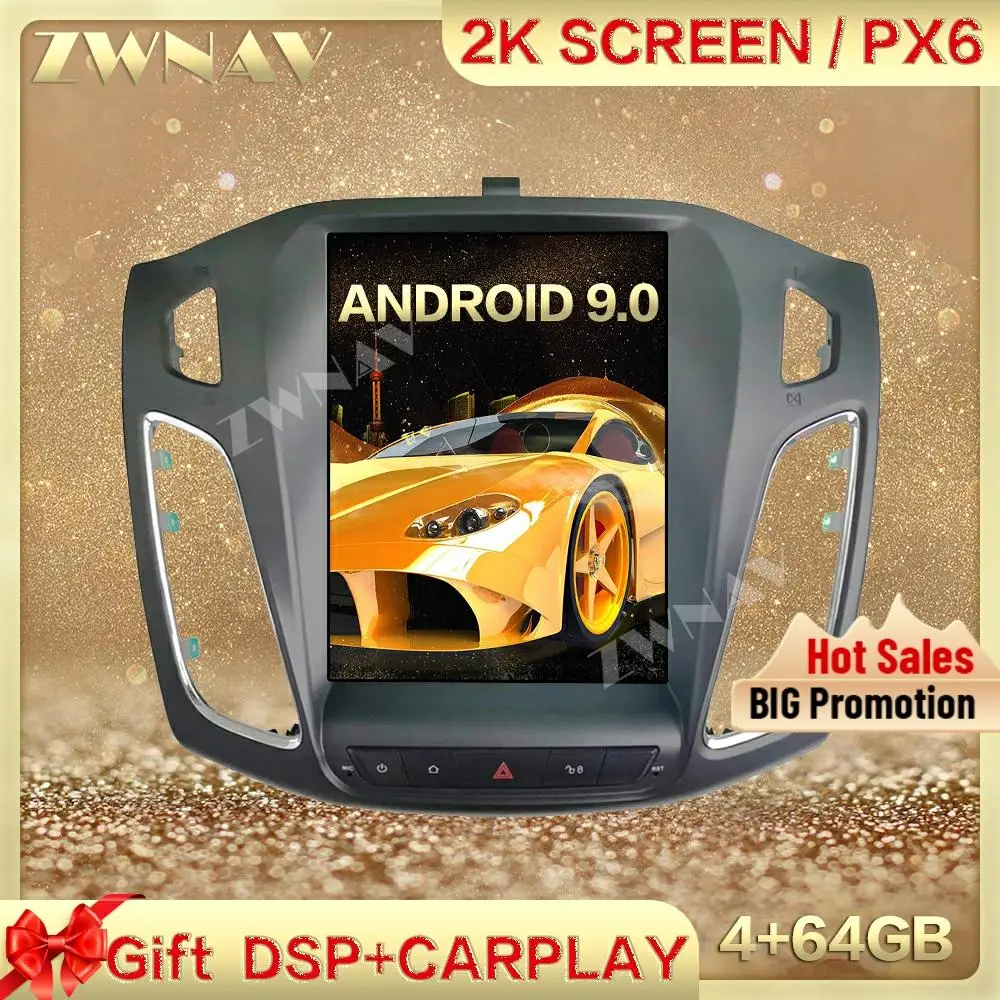 DSP Carplay Tesla екран 4 + 64 GB Android 9,0 Автомобилен Мултимедиен Плеър За Ford Focus 2013 2014 2015 GPS Радио Авто стерео главното устройство