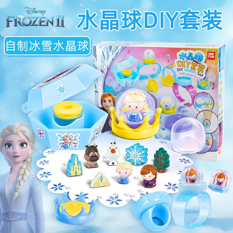 Disney girls frozen 2 магическа кристална топка, определени С предавателна кутия с ръчно изработени сам момиче играчка карикатура кукла за подарък