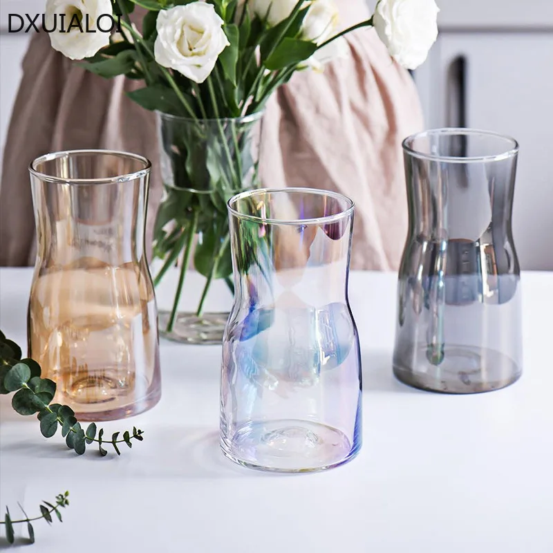 Dxuialoсовременная лекота галванични витражи гидропонная малка ваза декорация на дома, хол договореност ваза