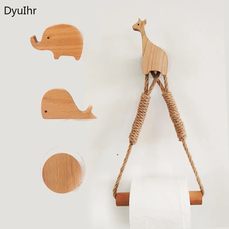 DyuIhrNordic закрит канап от масивна дървесина, държач за кърпички във формата на животни, декорация на детската стая, монтиран на стената, канап, кука, държач за тоалетна хартия