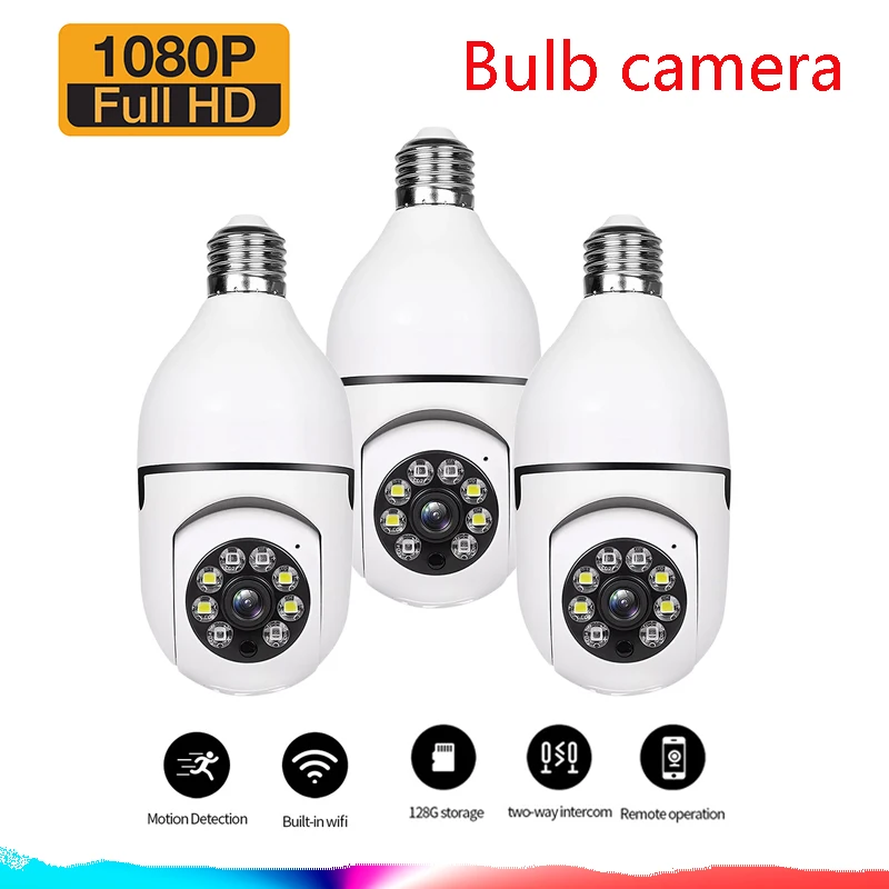 E27, Лампа Камера за Видеонаблюдение IP HD Нощно Виждане Пълноцветен Автоматична Шпиониране На Човек Увеличение на Вътрешен Монитор на защитата Wifi Камера