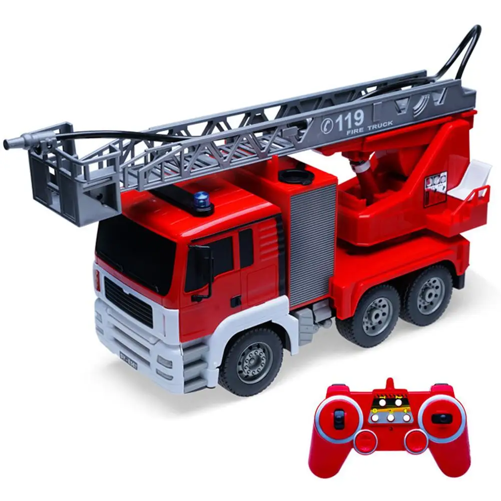 E567 Дистанционно Управление Пожарна кола Играчка Имитация Функция за Пръскане на Вода Повдигаща се Стълба Акумулаторна Изграждането на Модел на превозното средство за Момче Детски