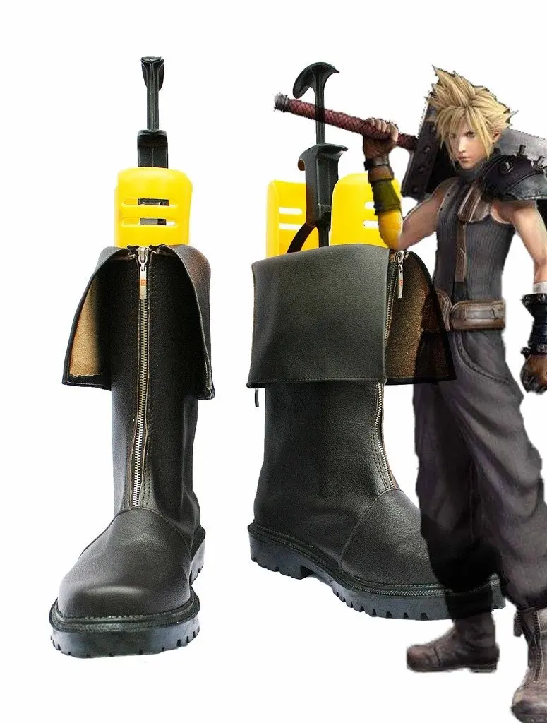 Final Fantasy VII FF7 Cloud Strife Cosplay Обувки, Черни Ботуши На Поръчка
