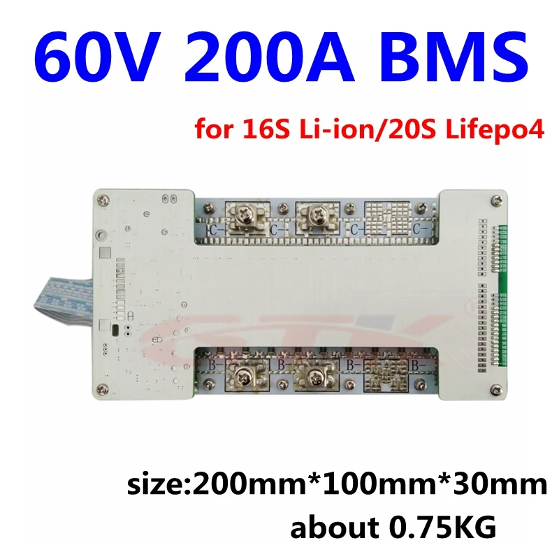GTK 60 В 200A Същите портове и конектори BMS за 16 S Литиево йонна 20 S Lifepo4 60 На Литиева батерия защита на дъска пхб с blanced функция